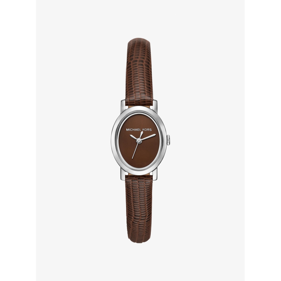 Michael Kors Petite Maude Silver-Tone and Lizard Embossed Leather Watch