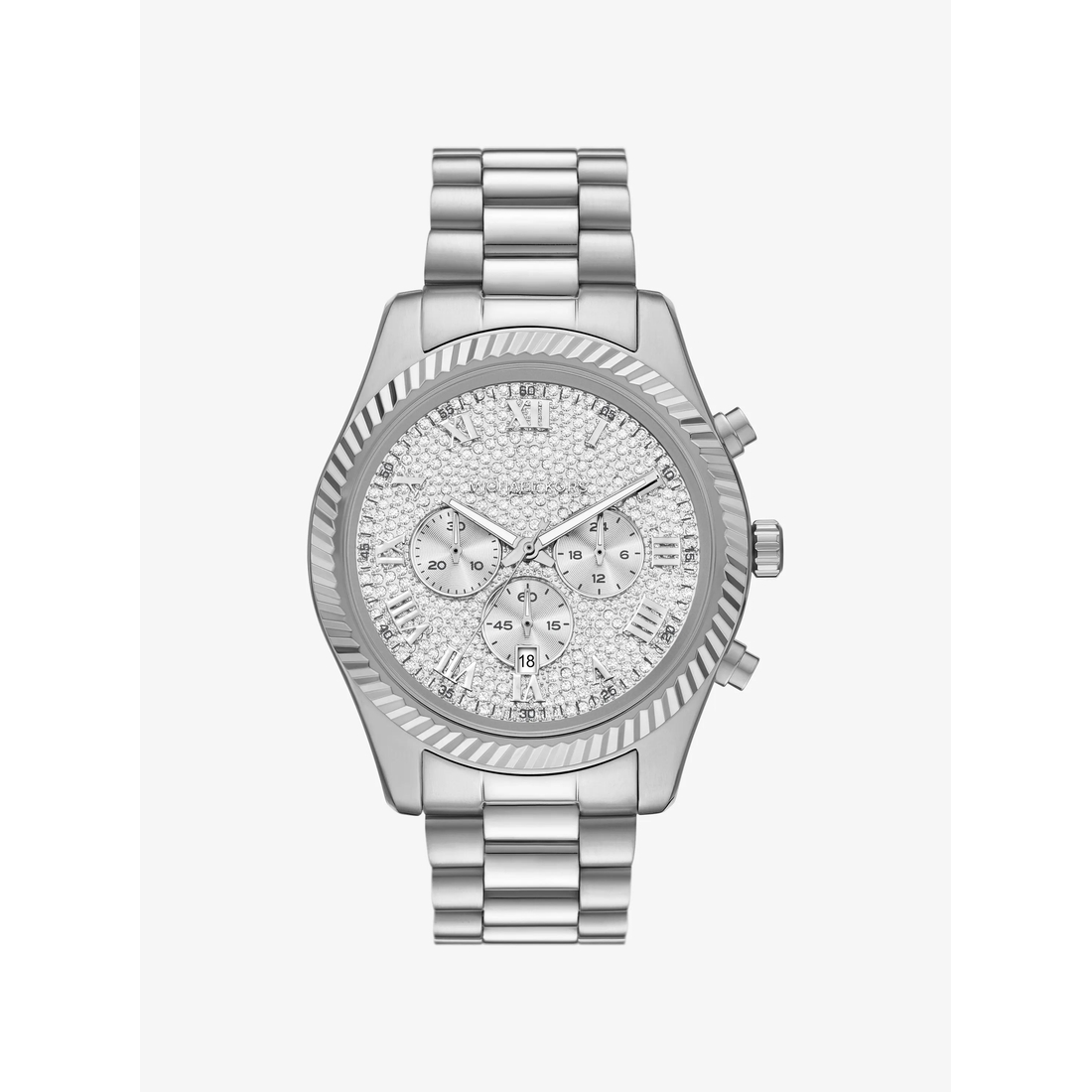 Michael Kors Oversized Lexington Pavé Silver-Tone Watch