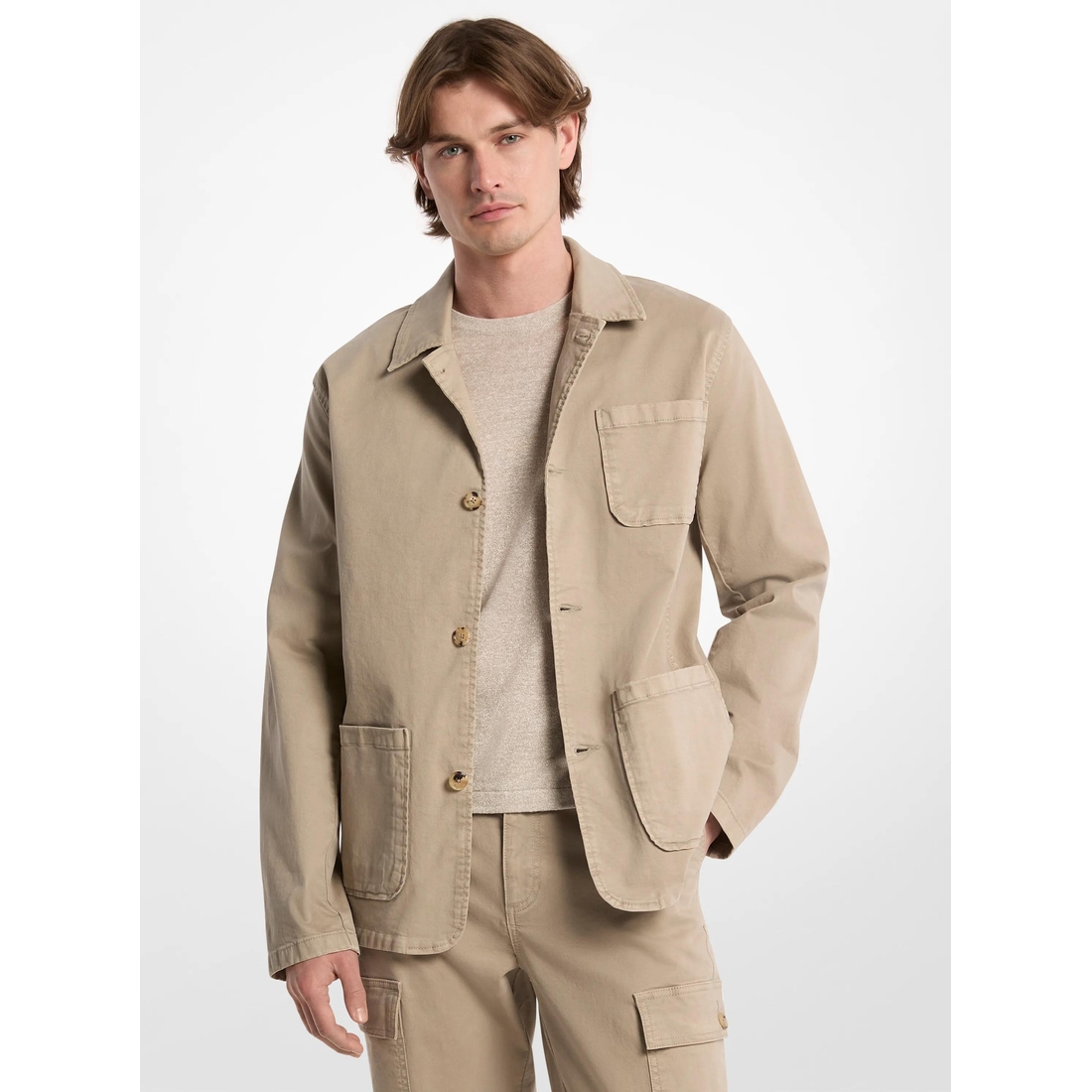 Michael Kors Stretch Cotton Twill Chore Jacket