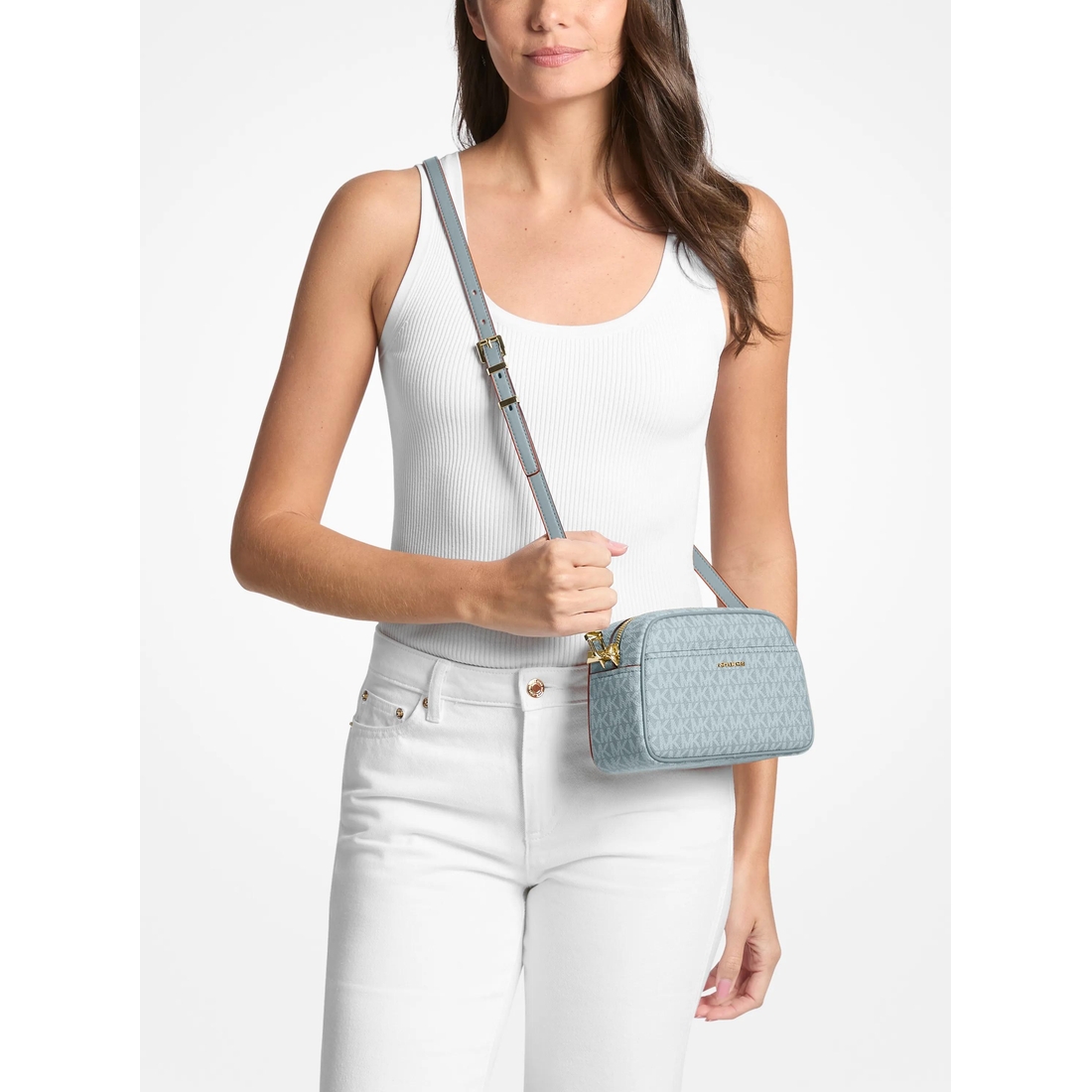 Michael Kors Jet Set Small Signature Logo Camera Crossbody Bag