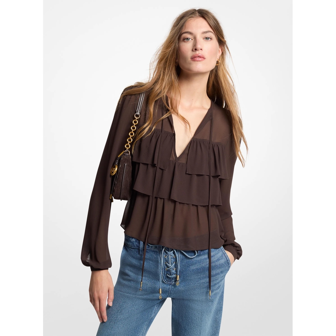 Michael Kors Tiered Georgette Blouse