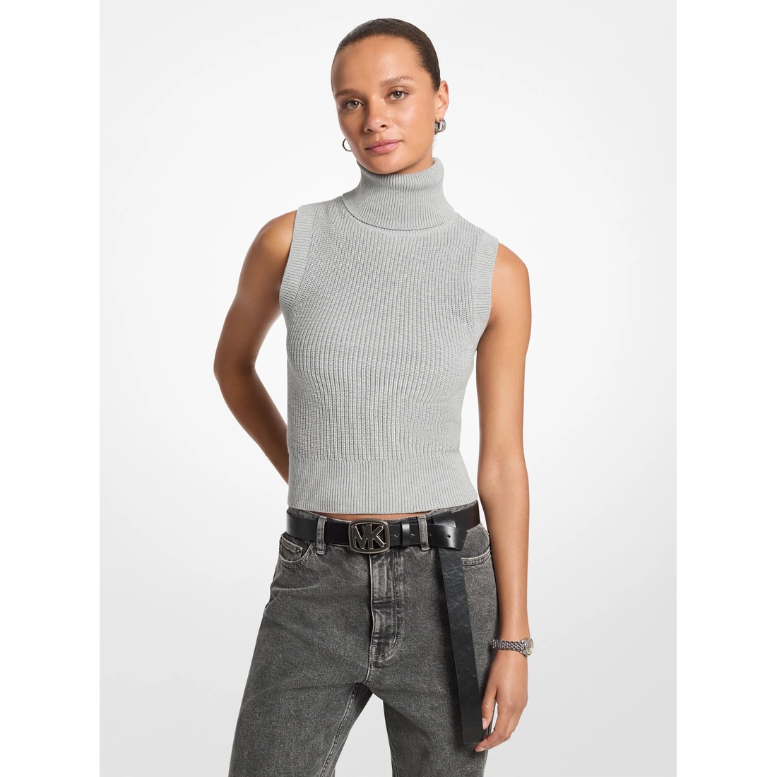 Michael Kors Wool Sleeveless Turtleneck Top