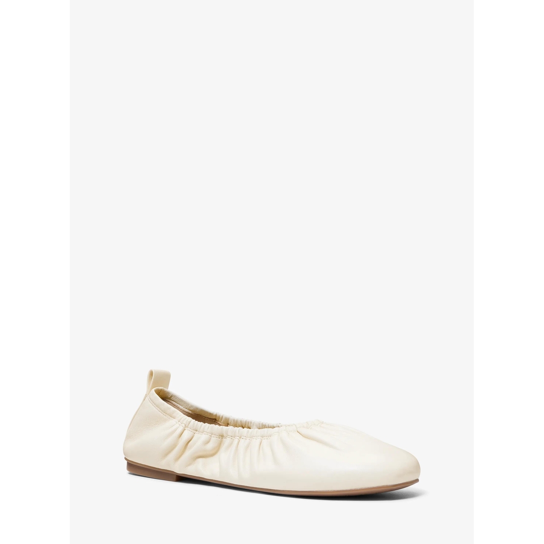 Michael Kors Bri Ruched Leather Ballet Flat