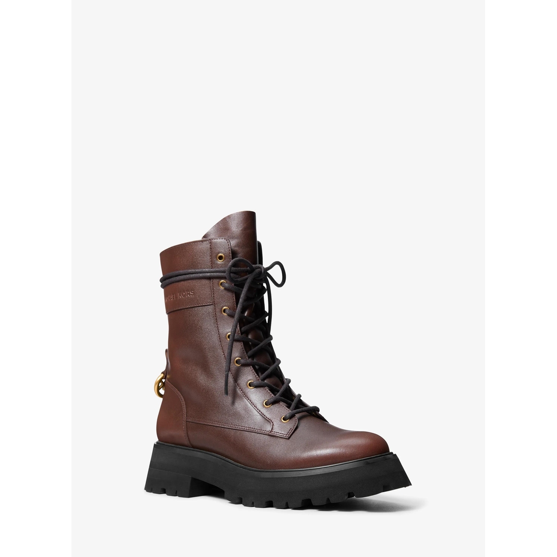 Michael Kors Caleb Burnished Leather Combat Boot