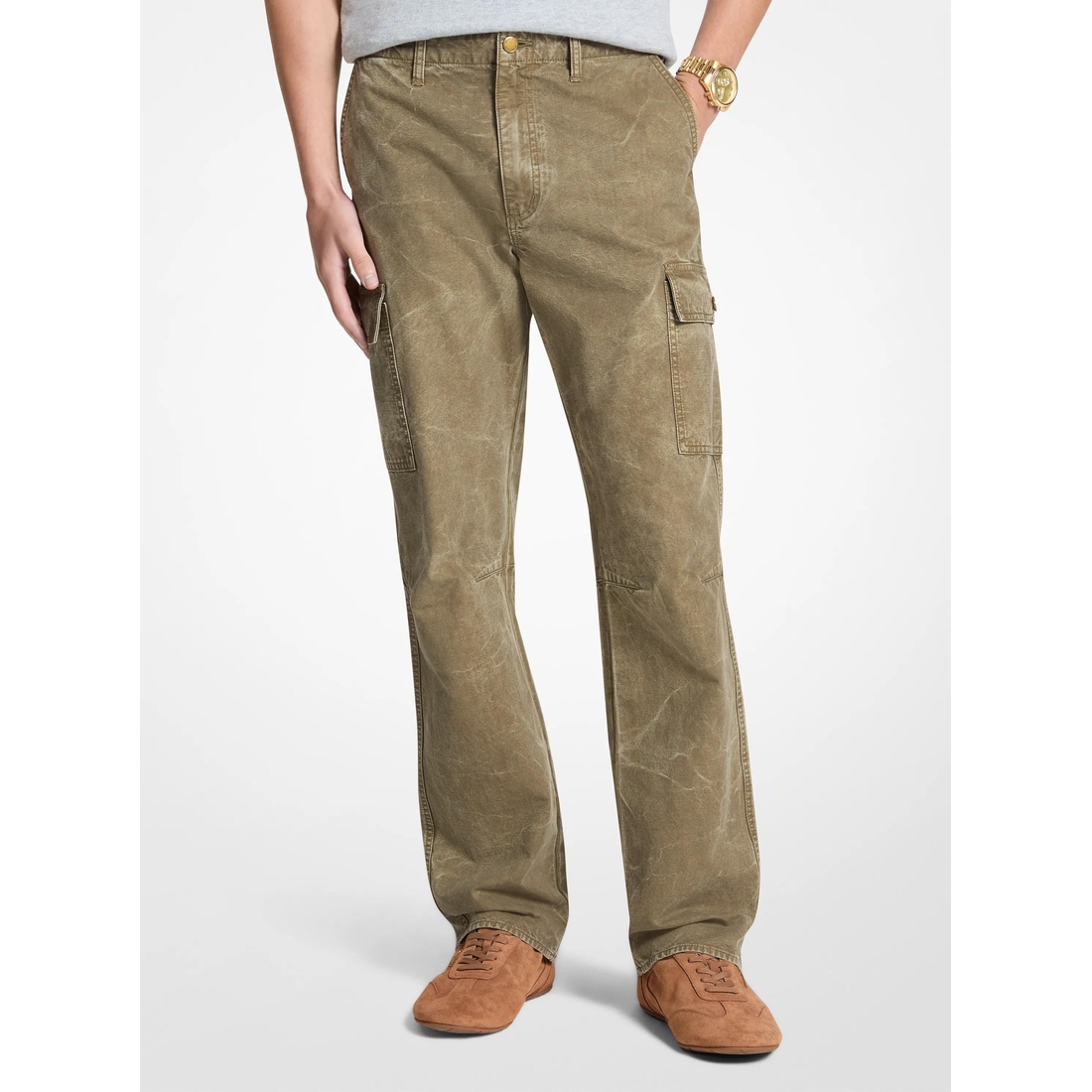 Michael Kors Garment-Dyed Denim Cargo Pants