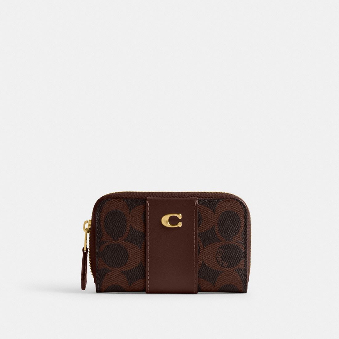 Coach Essential Small Zip Around Card Case In Signature Canvas