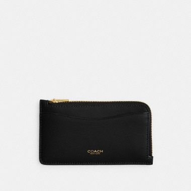 Coach Essential Small Zip Around Card Case In Crystal Signature