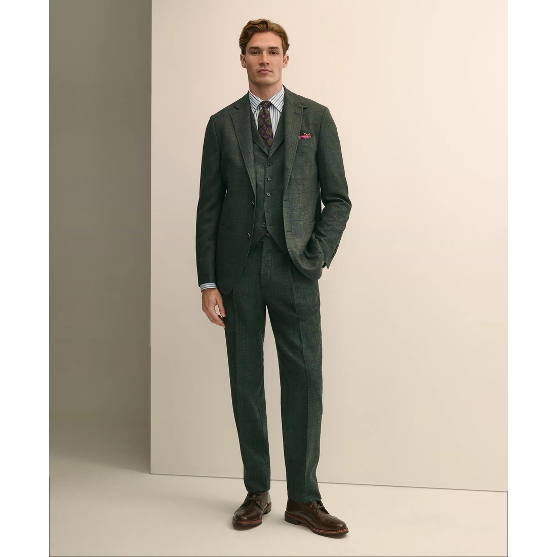 Brooks Brothers Factory Store Classic Fit Wool Windowpane Suit