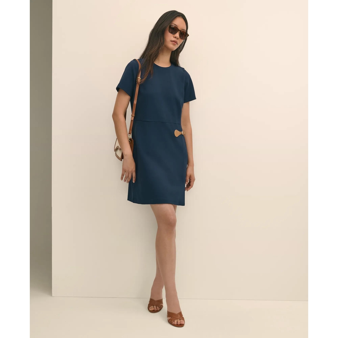 Brooks Brothers Factory Store Ponte Short-Sleeve Mini Dress With Buckle  Detail available now at Sawgrass Mills