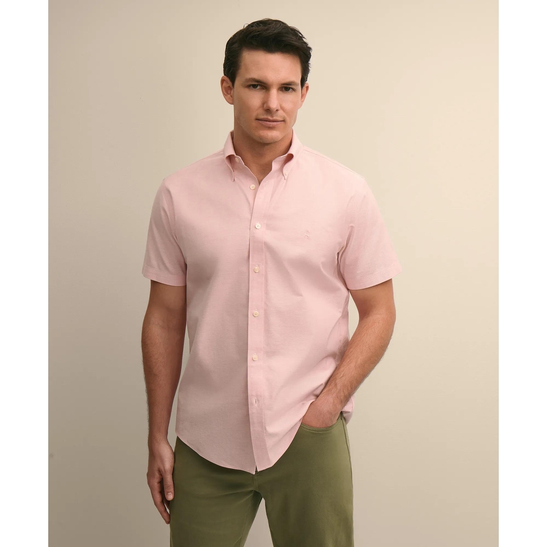 slim fit dress slacks Brooks Brothers Regular Fit Stretch Cotton Non-Iron Oxford Polo Button Down  Collar: Black Watch – Craig Reagin Clothiers