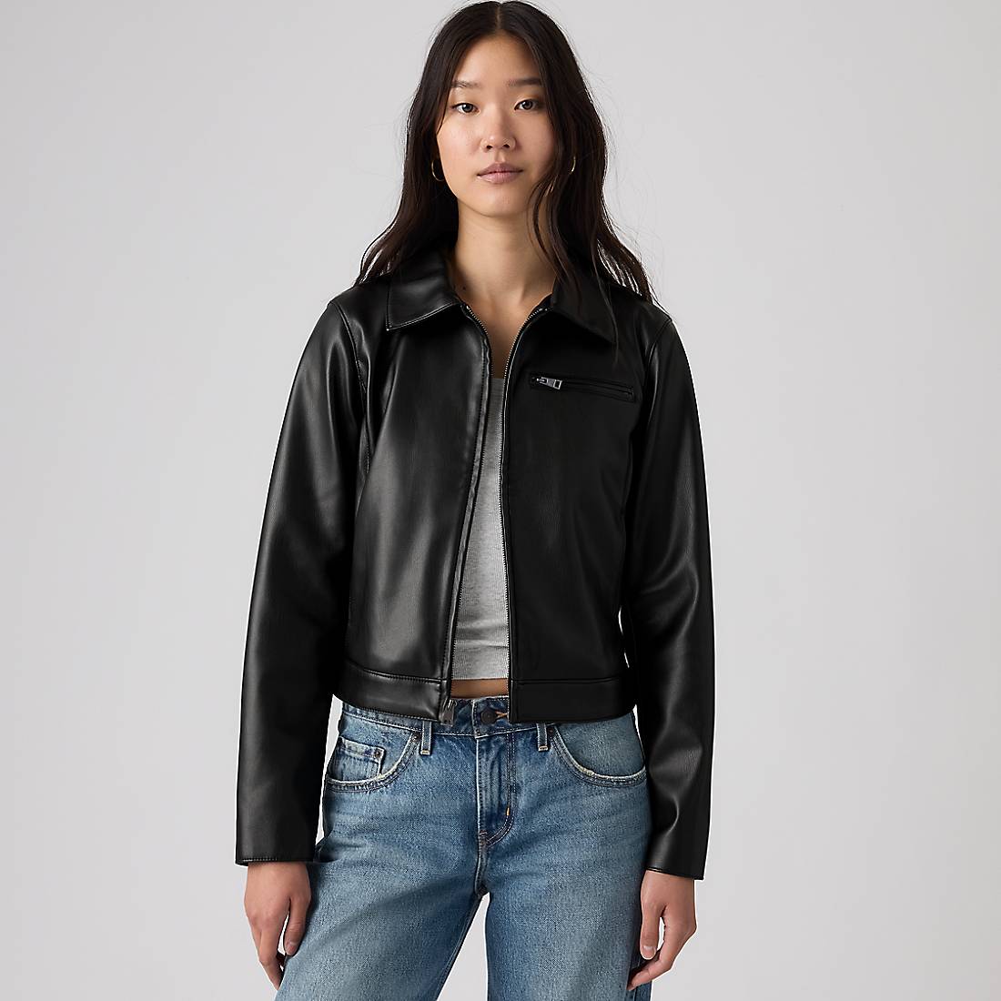 Levi's Faux Leather Laydown Zip-Up Jacket