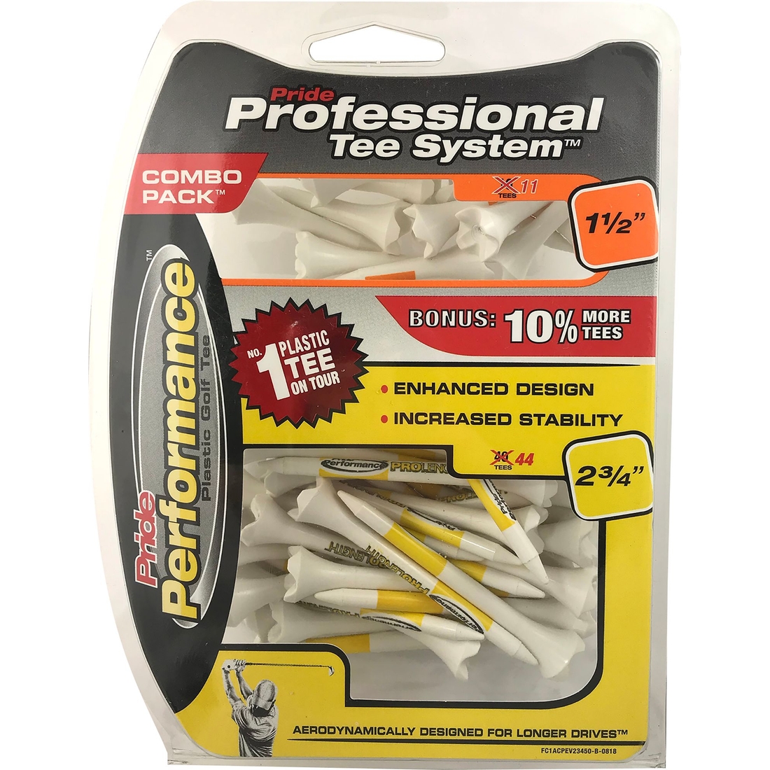Pride Sports Pride PTS Evolution 1.5'' & 2.75'' White Golf Tees - 50 Pack