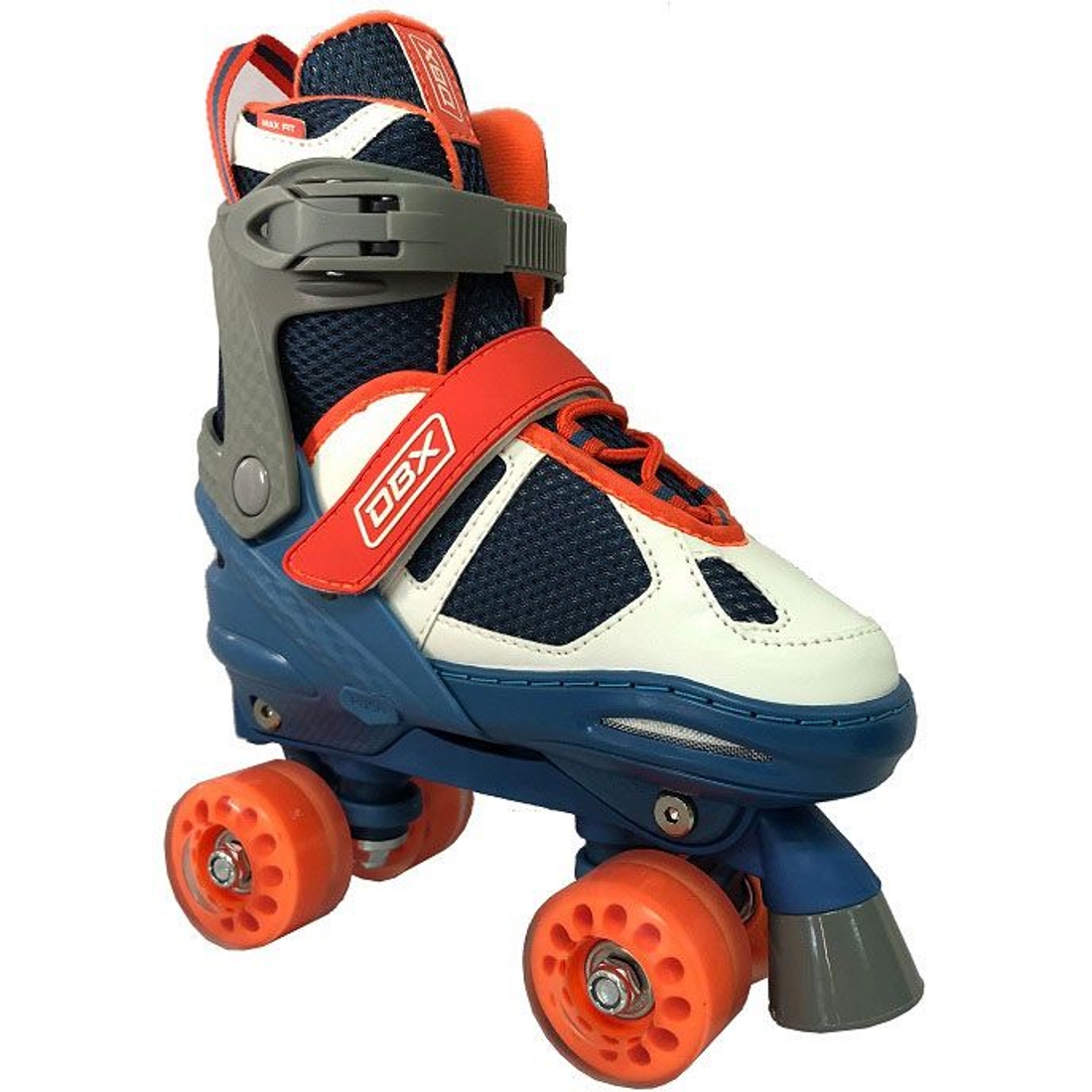 Dbx Boys' Express Adjustable Roller Skate Package, Large, White/Navy/Orange