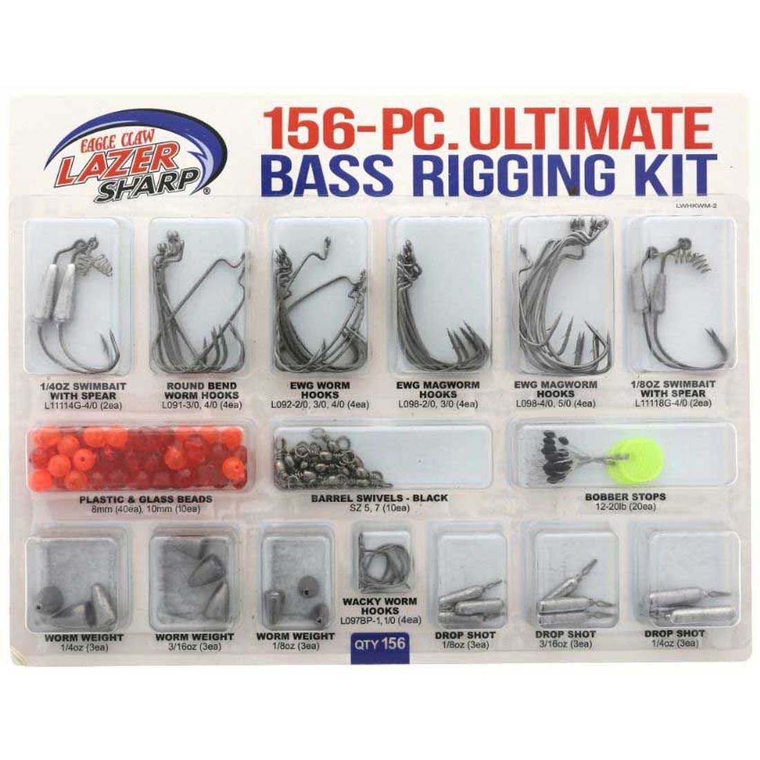 Lazer Sharp Eagle Claw Lazer Sharp Ultimate Bass Terminal Tackle Kit – 156 Pieces