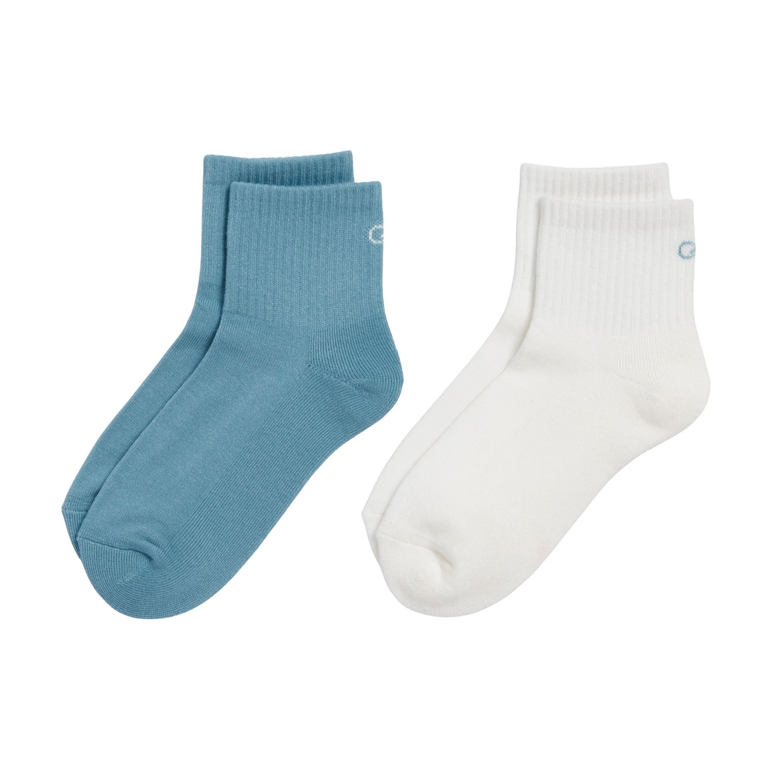 Calia Women's Solid Quarter Crew Socks – 2 Pack, Medium, Blue/Cream