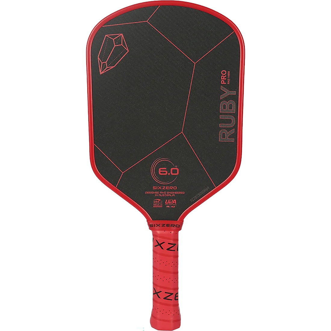 Six Zero Ruby Pro 14mm Pickleball Paddle, Red