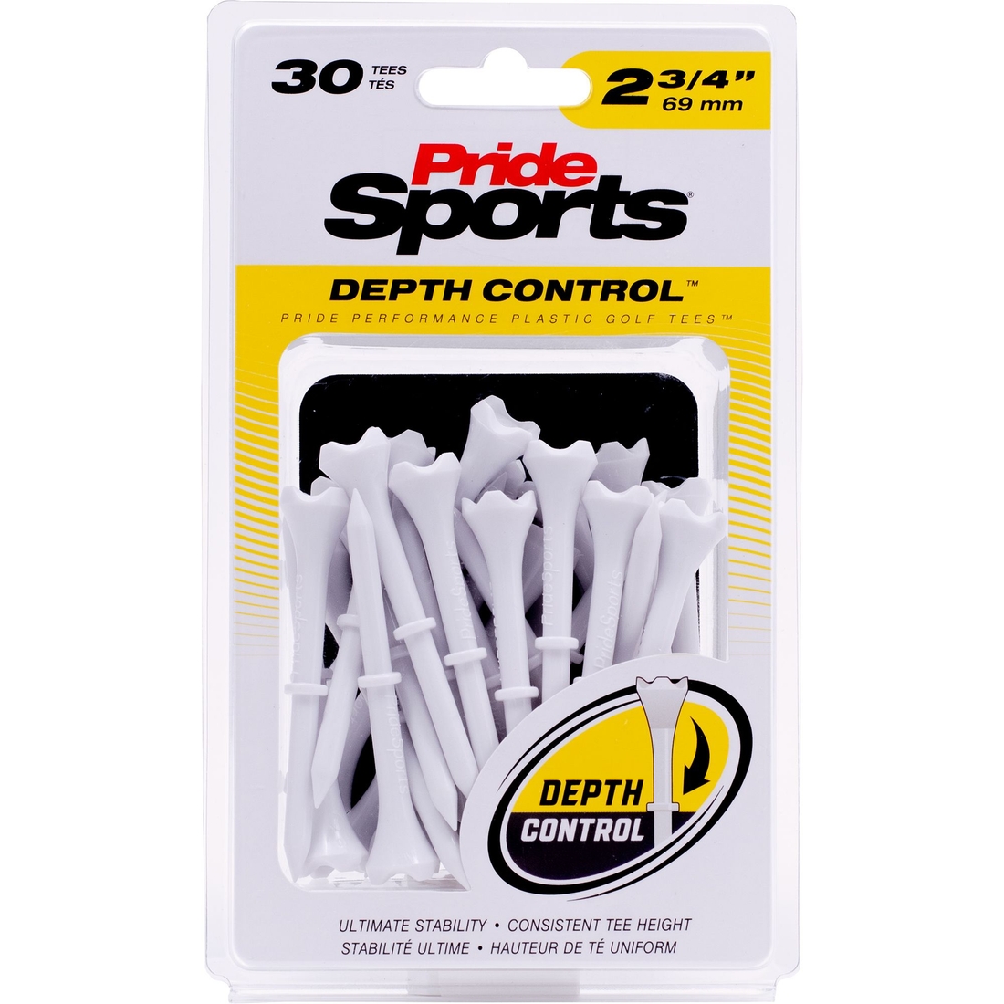 Pride Sports Pride Performance Depth Control Plastic 2.75" Golf Tees - 30 Pack, White