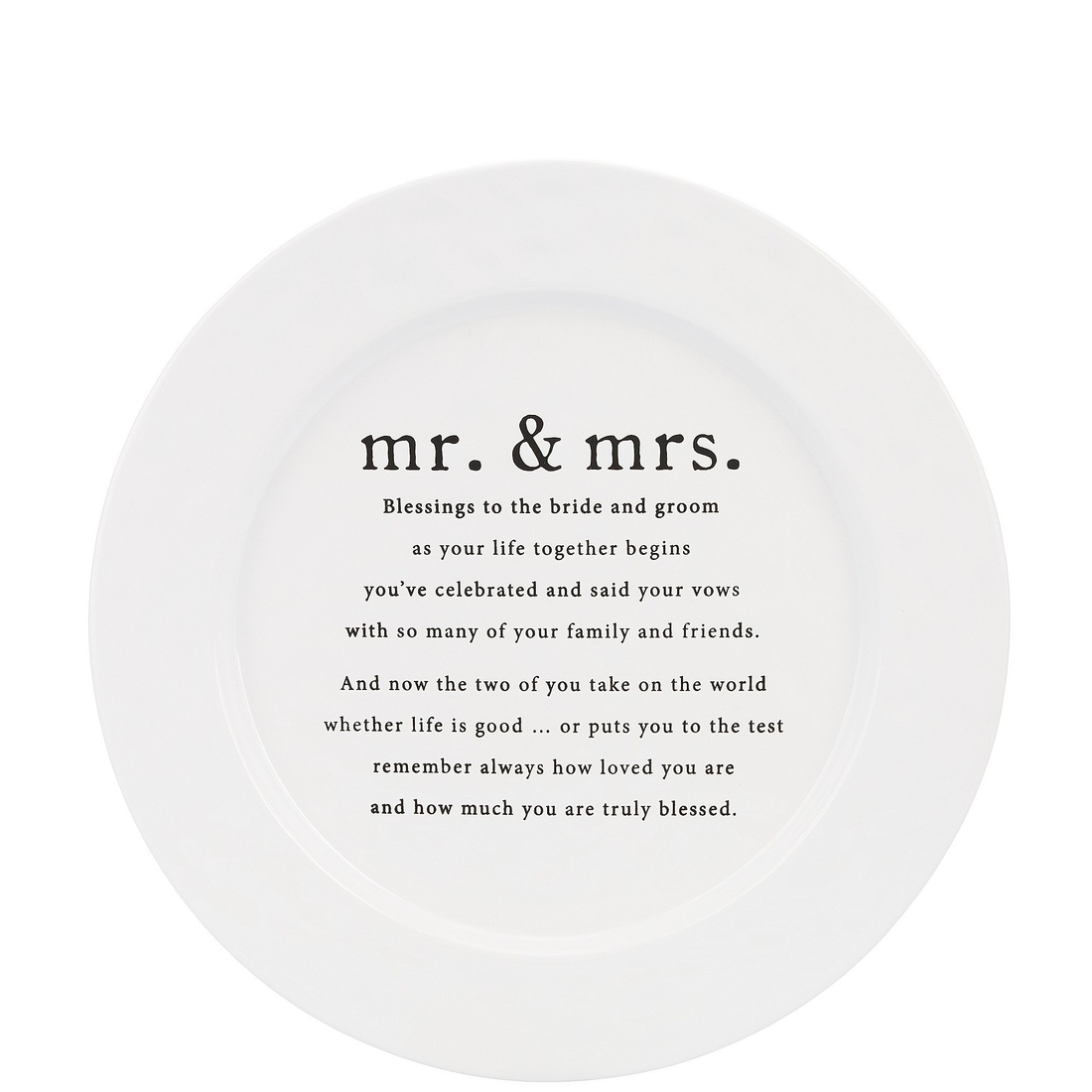 Mud Pie Mr. Mrs. Wedding Blessing Round Platter