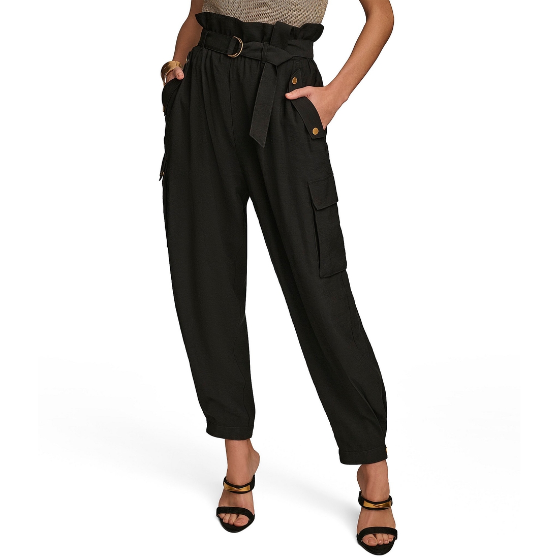 Donna Karan Belted High Rise Cargo Pants