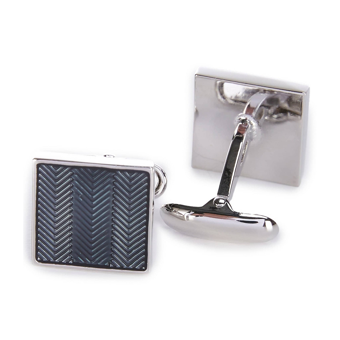 Roundtree & Yorke Herringbone Silver Cuff Links