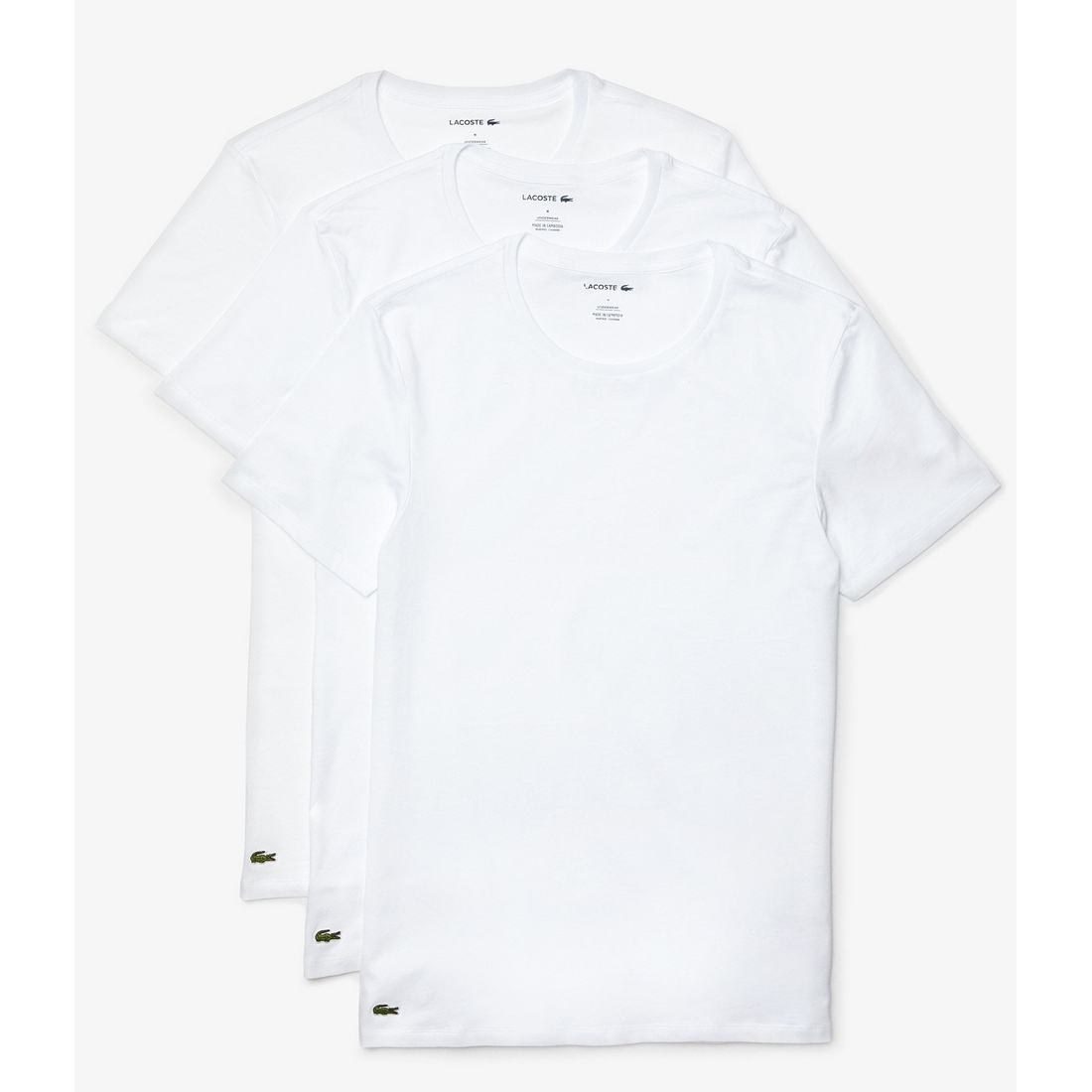 Lacoste Short Sleeve Regular Fit Crew Neck Undershirts 3-Pack
