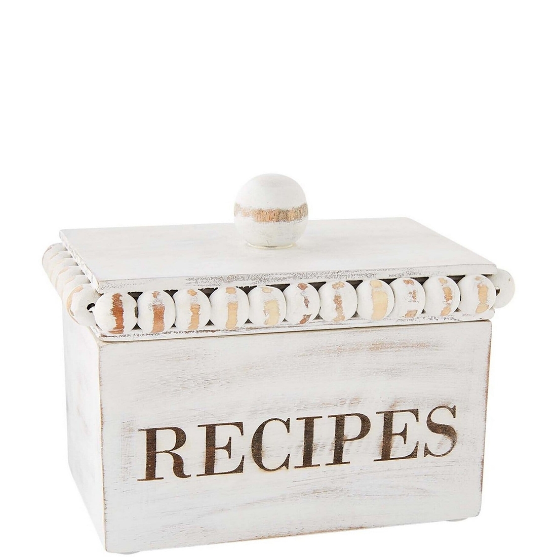 Mud Pie White Beaded Recipe Box