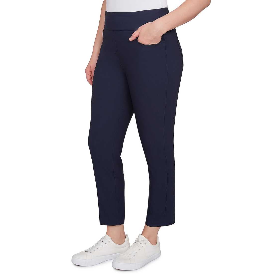 Ruby Rd. Petite Size Silk Tech Straight Leg Pull-On Ankle Pants