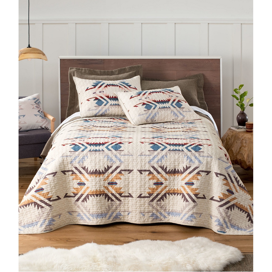 Pendleton White Sands Southwestern Geometric Pattern Coverlet Mini Set