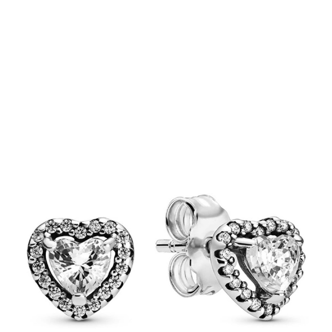 Pandora Elevated Heart Sterling Silver Stud Earrings