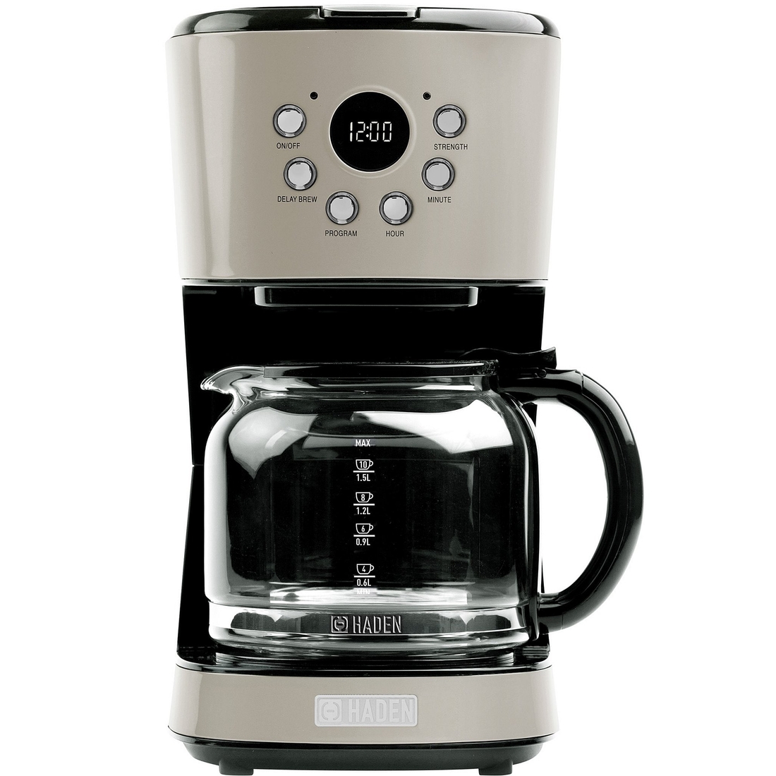 Haden 12-Cup Programmable Drip Coffee Maker with Strength Control and Timer - Putty Chrome