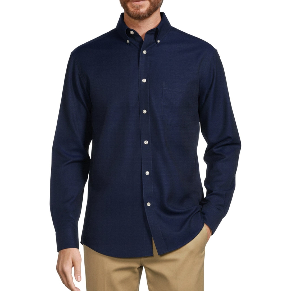 Roundtree & Yorke Gold Label Roundtree Yorke Big Tall Non-Iron Button-Down Collar Solid Dobby Sport Shirt