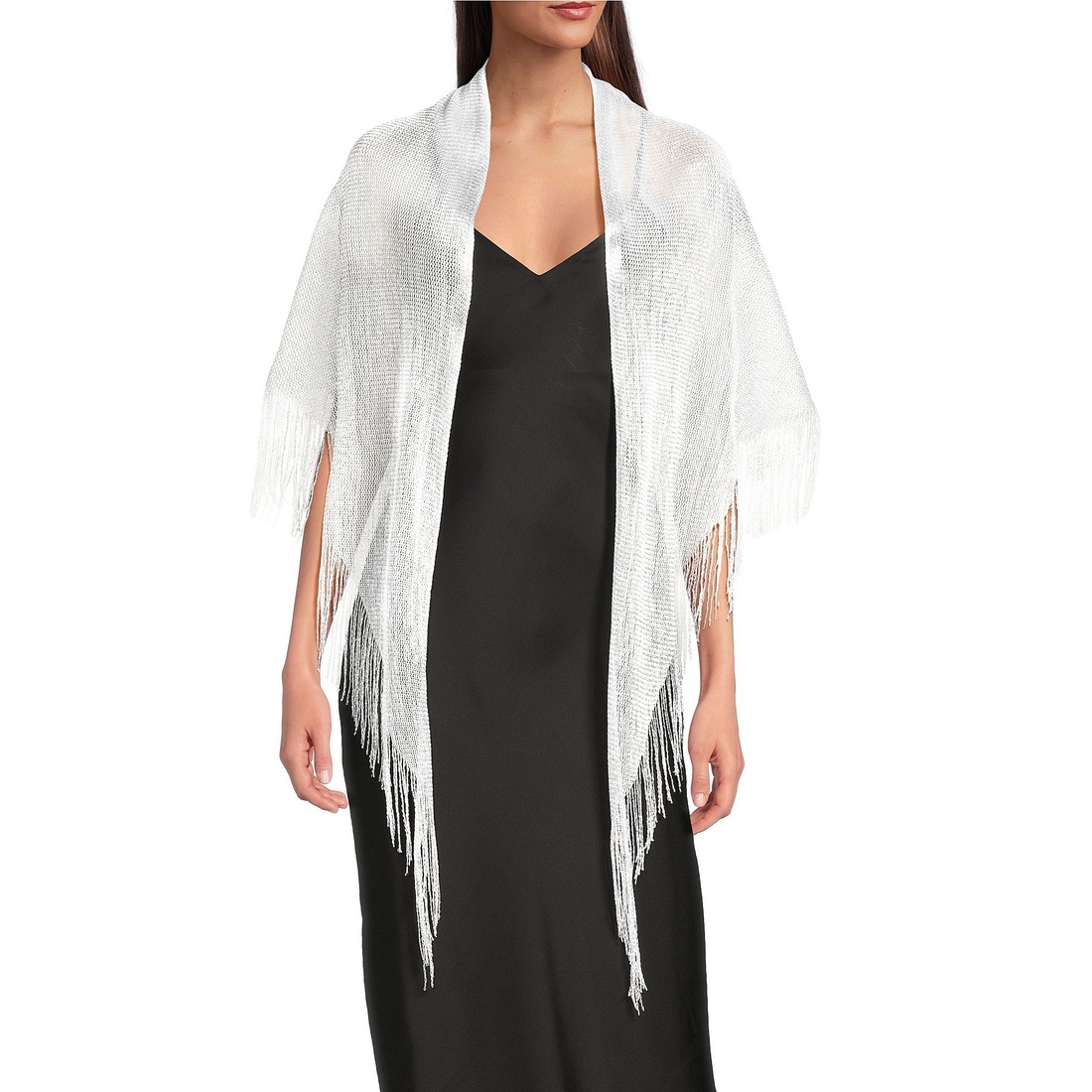Cezanne Open Weave Fringe Shawl
