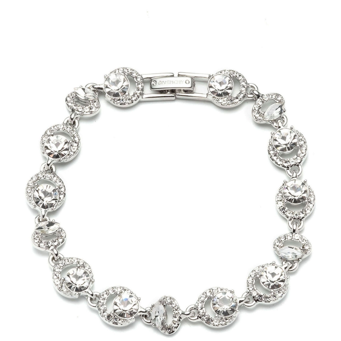 Givenchy Silver Tone Clear Crystal Flex Line Bracelet