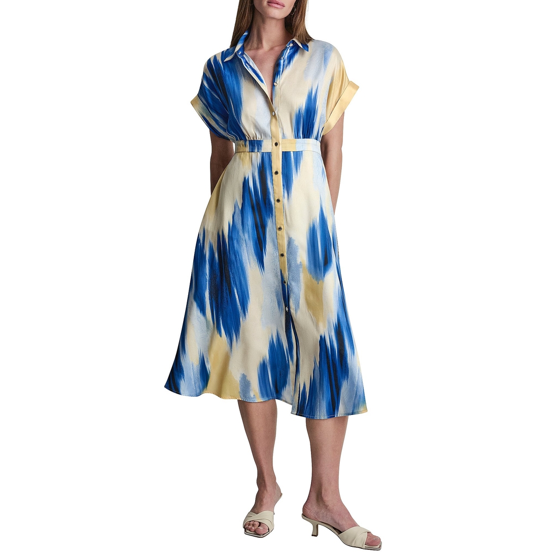 Dillard's Men and Children DKNY by Donna Karan Printed Supple Satin Point  Collar Short Sleeve Button Front Midi Shirt Dress available now at Barton  Creek Square