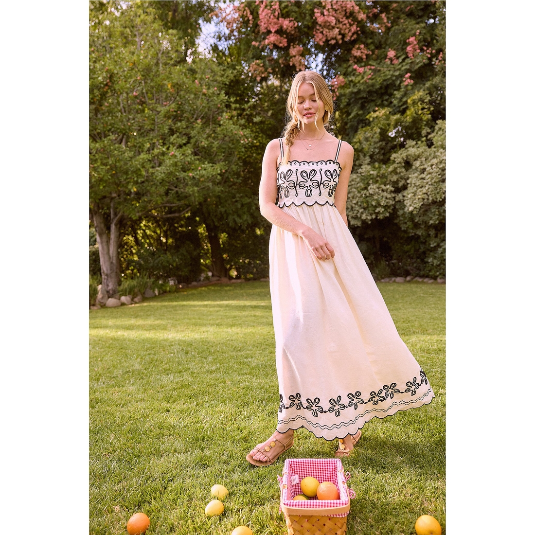 undefined Skies Are Blue Square Neck Sleeveless Embroidered Maxi Dress available now at Penn Square Mall undefined Skies Are Blue Square Neck Sleeveless Embroidered Maxi Dress available now at Penn Square Mall