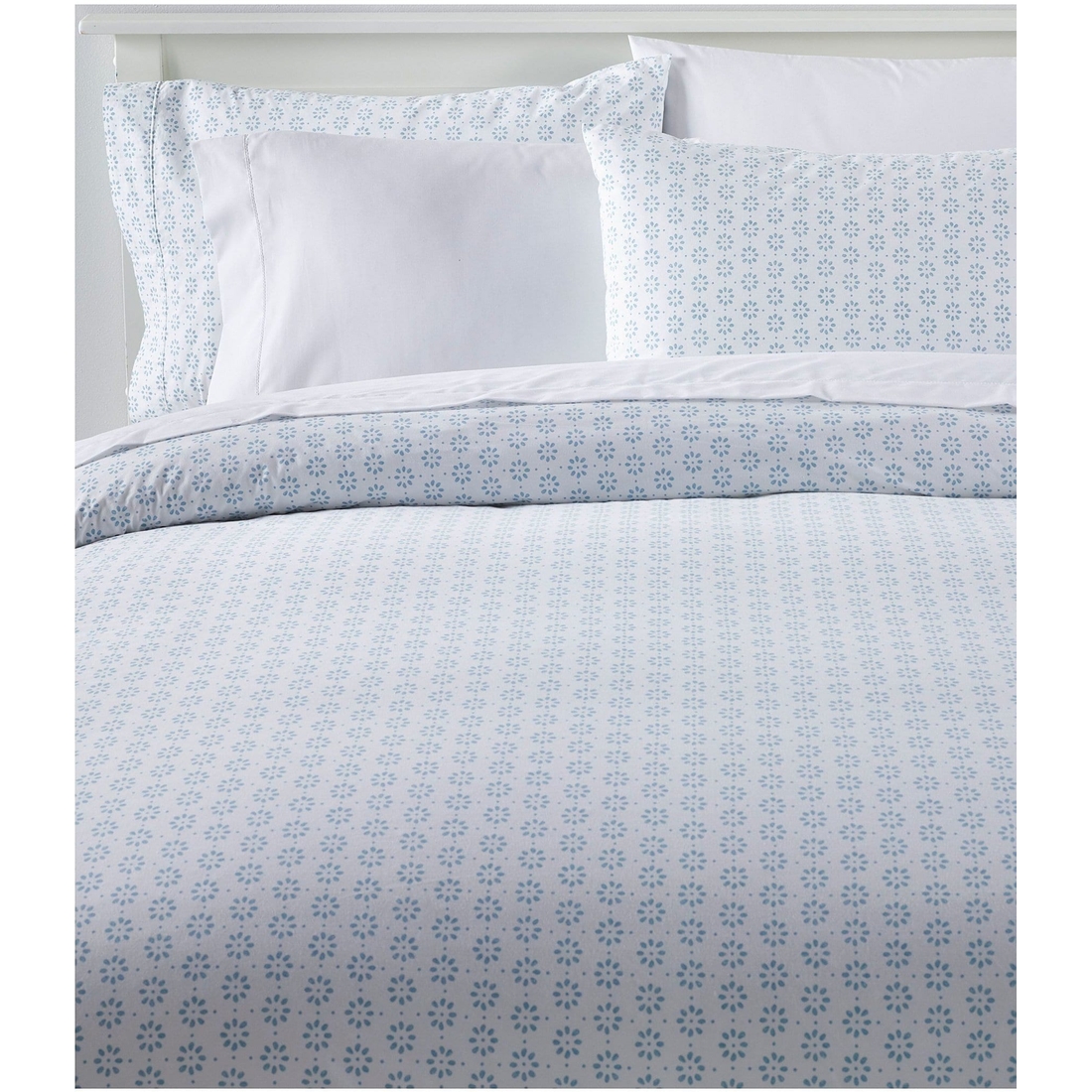 L.l.bean Sunwashed Percale Daisy Flower Stenciled Print Comforter