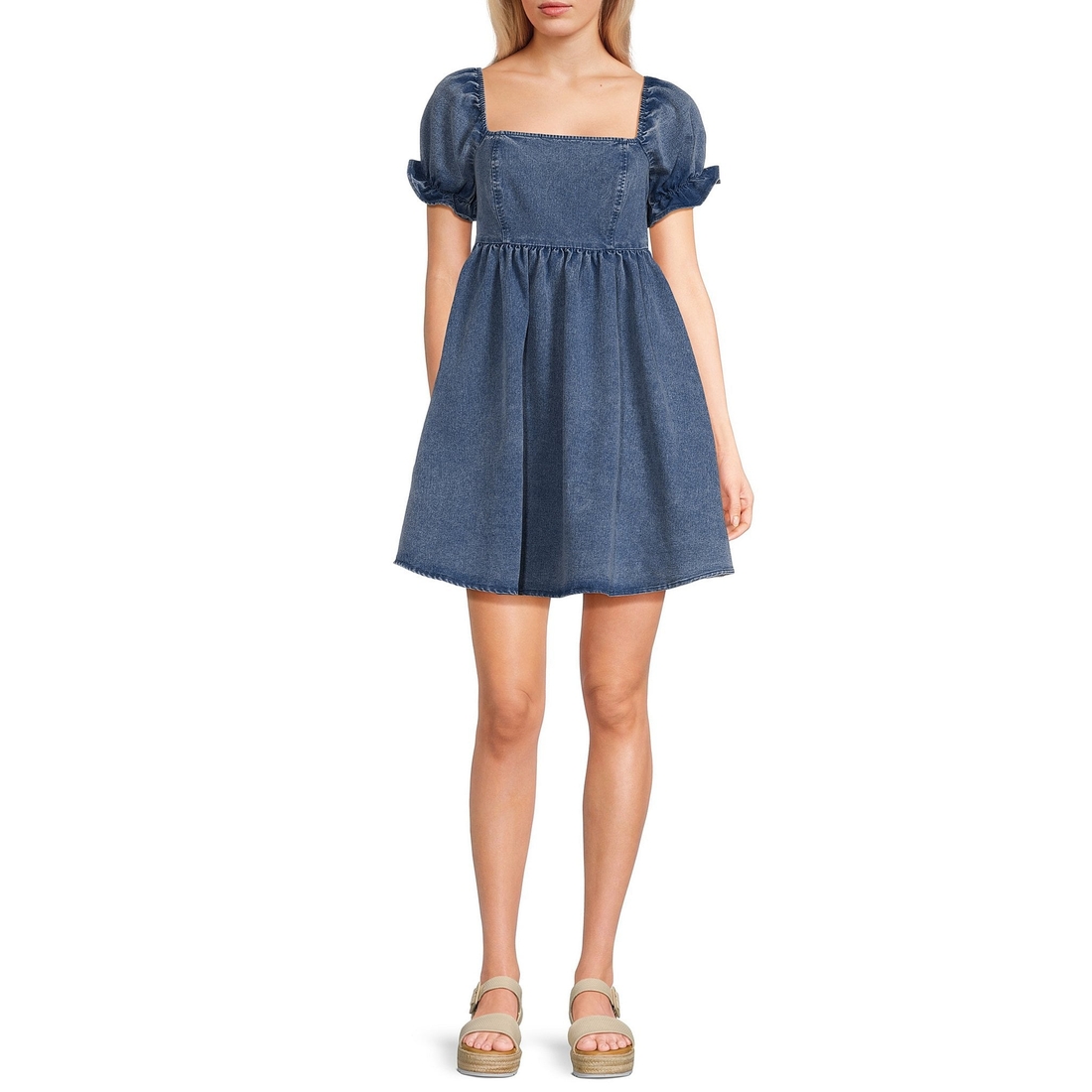Evolutionary Washed Denim Short Sleeve Dress