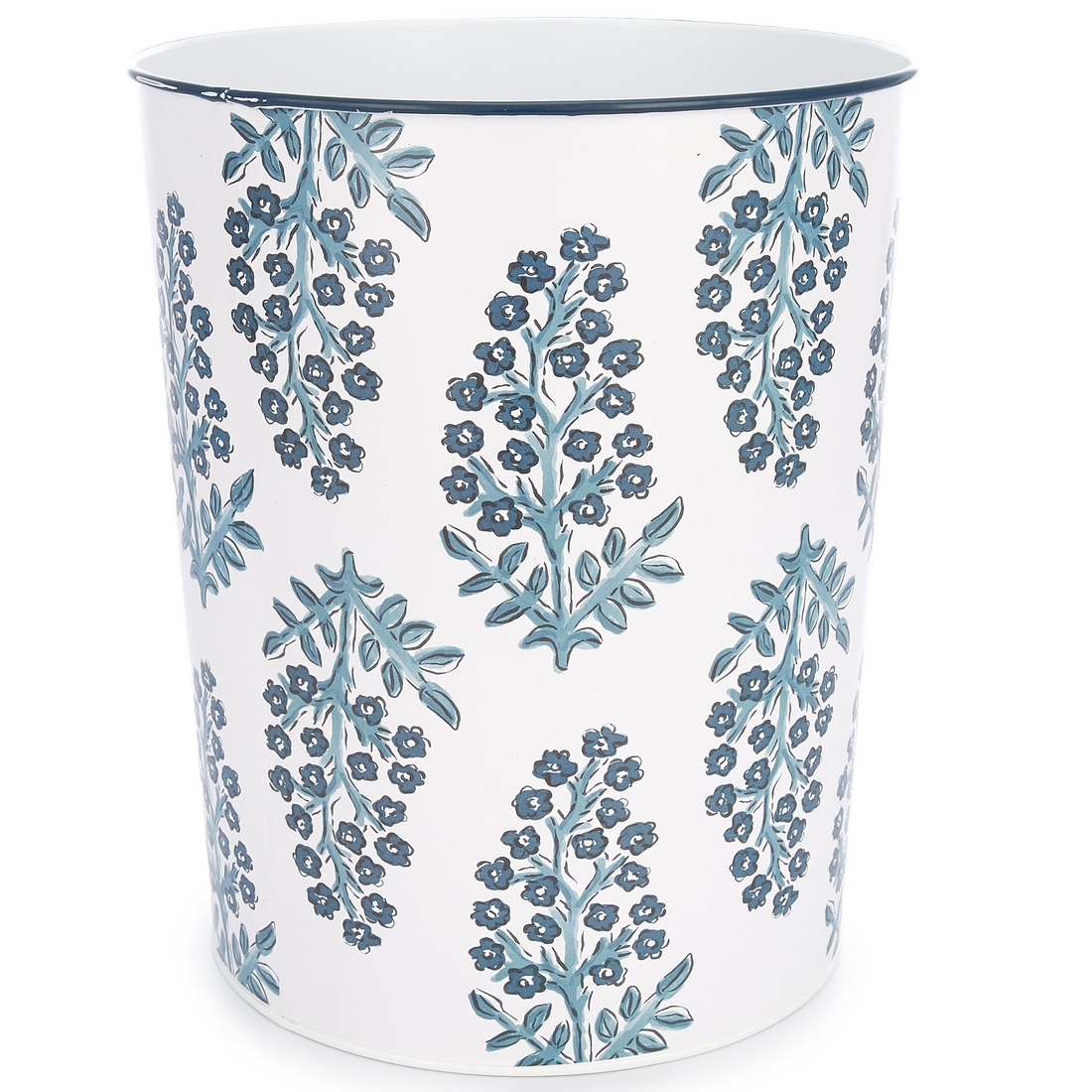 Mud Pie Block Print Ceramic Wastebasket