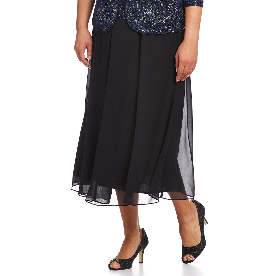 Alex Evenings Plus Size Chiffon Panel Midi Skirt