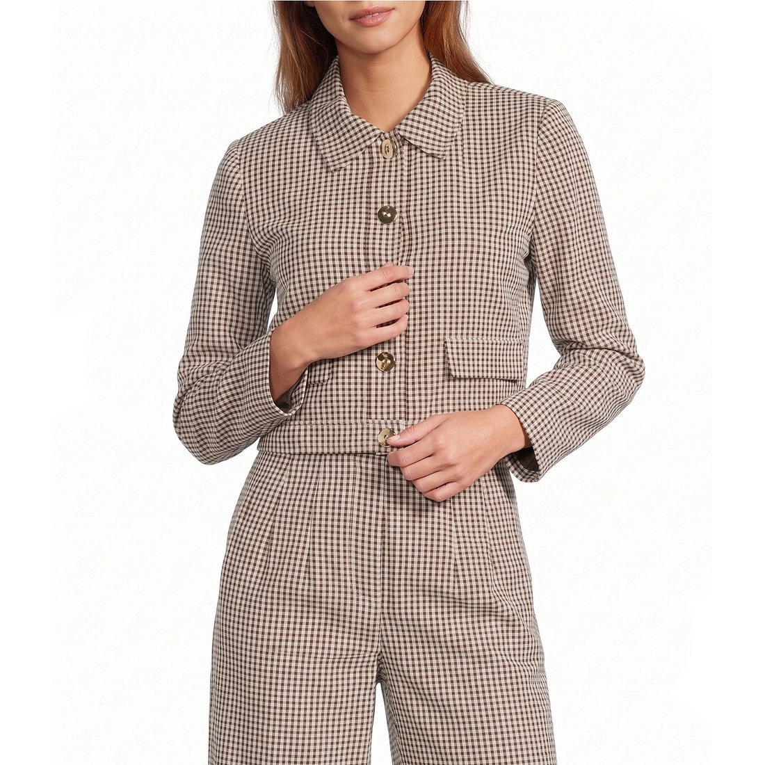 Antonio Melani Dakotah Gingham Button Front Coordinating Jacket