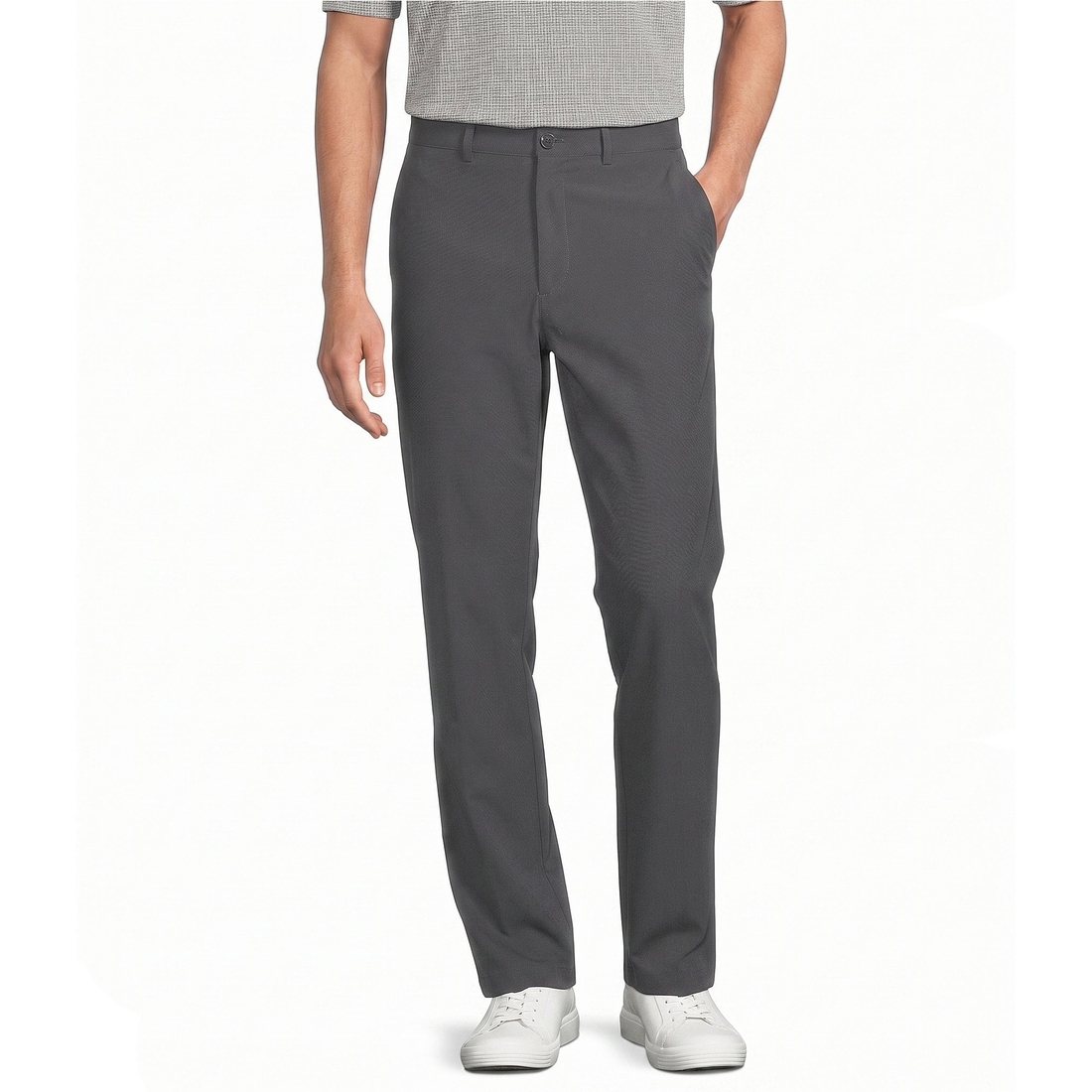 Roundtree & Yorke Performance Stewart Flat Front Classic Fit Solid Performance Hybrid Chino Pants