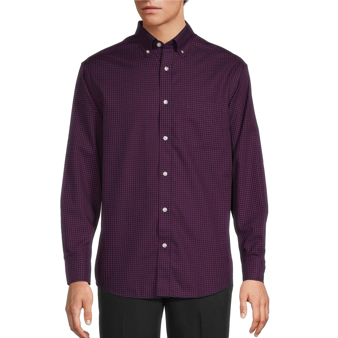 Roundtree & Yorke Gold Label Roundtree Yorke Big Tall Non-Iron Gingham Twill Sport Shirt