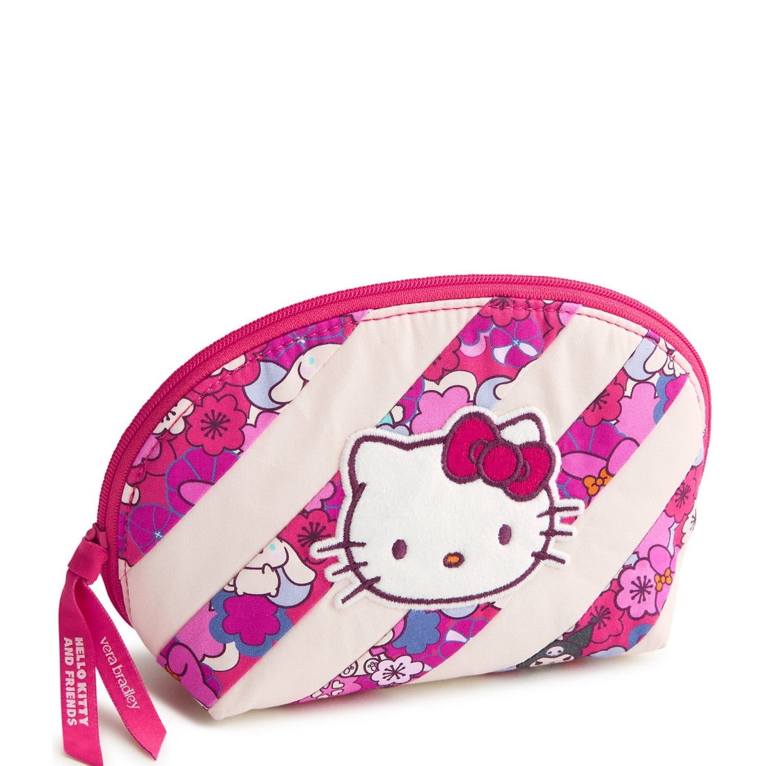 Vera Bradley x Hello Kitty Patchwork Mini Dome Floral Striped Cosmetic Bag