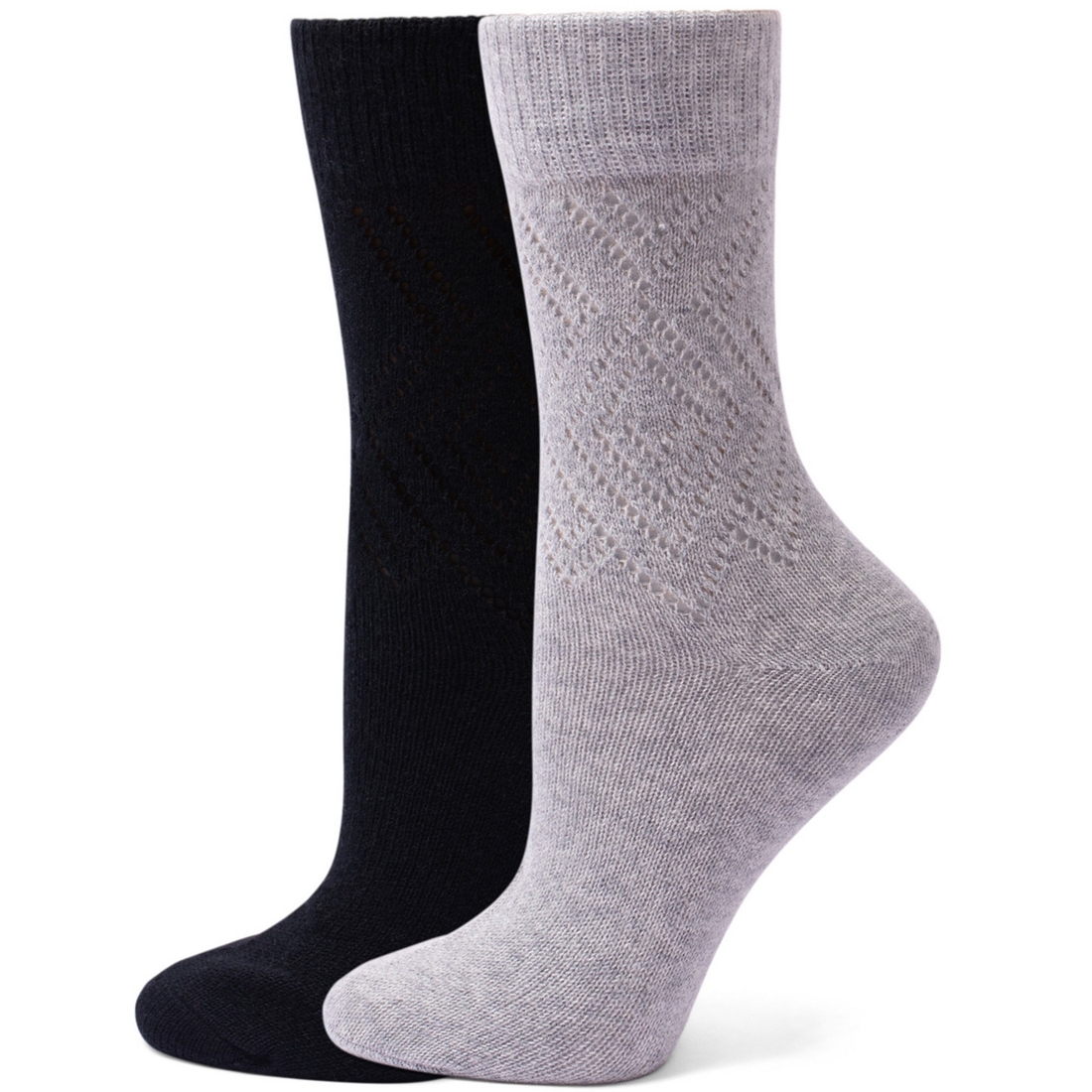 Hue Pointelle Argyle Boot Crew Sock 2 Pack
