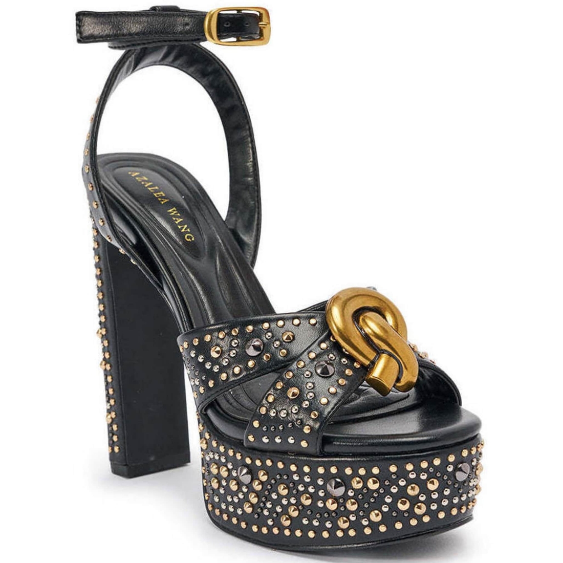 Azalea Wang Yuma Studded Hardware Ankle Strap Platform Sandals