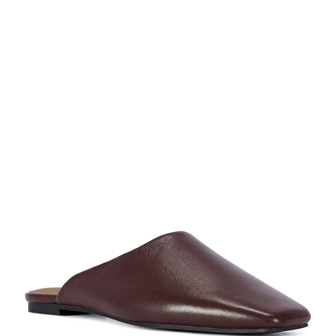 Azalea Wang Raphael Leather Square Toe Flat Mules