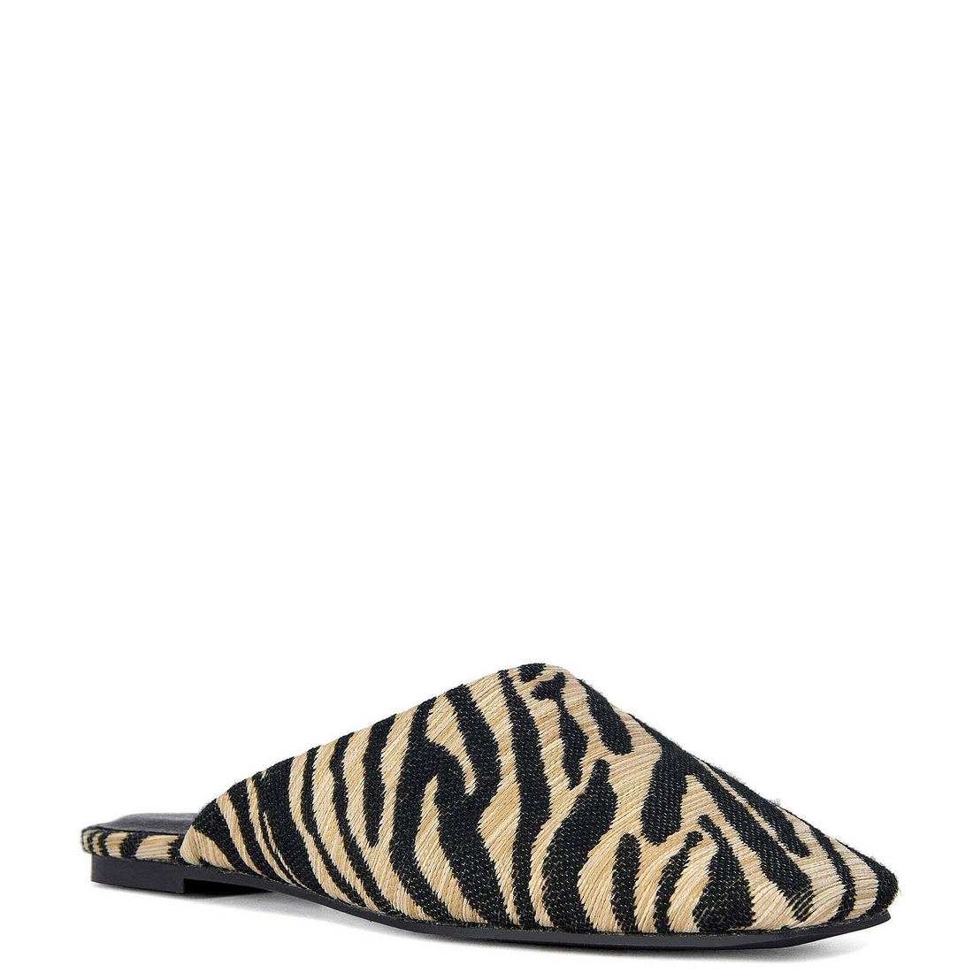 Azalea Wang Raphael Zebra Print Raffia Mules
