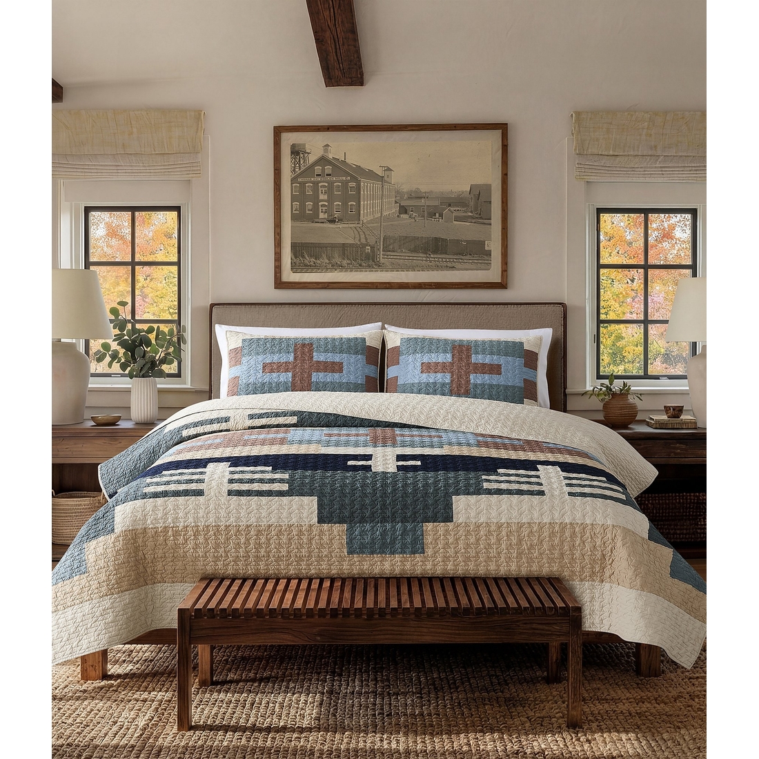 Pendleton Shiprock Collection by Pendleton Southwestern Inspired Geometric Pattern Quilt Mini Set