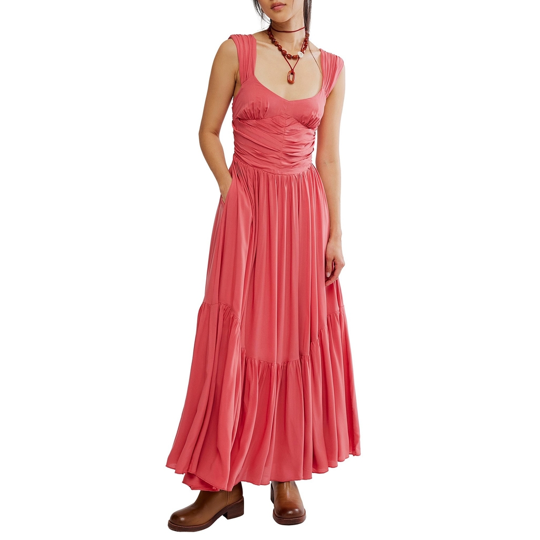 maxi white dresses with sleeves Women's Je T'aime Toujours White Cotton & Gathered Lace Maxi Dress | Size: S