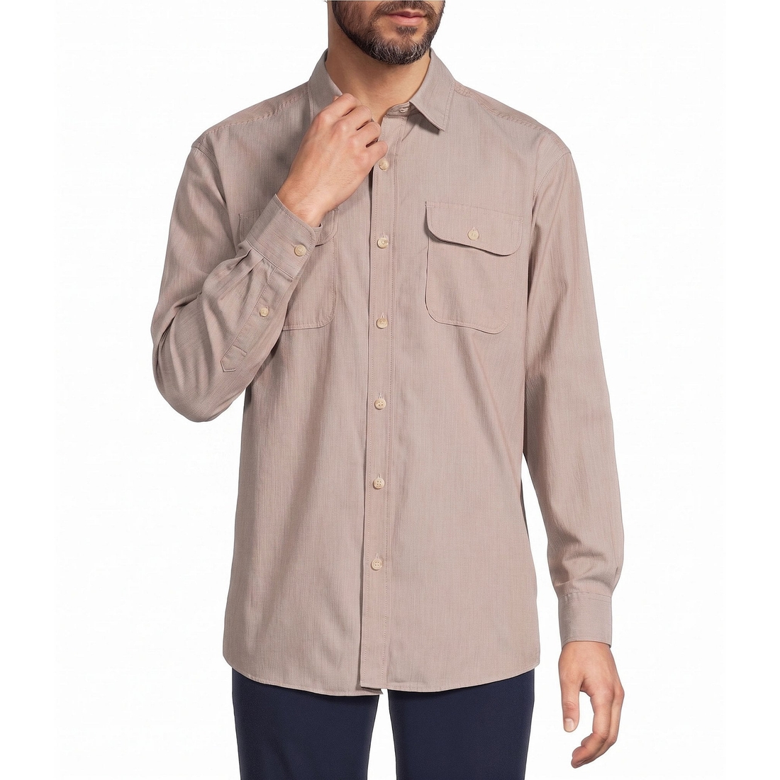 Roundtree & Yorke Solid Textured Sport Shirt